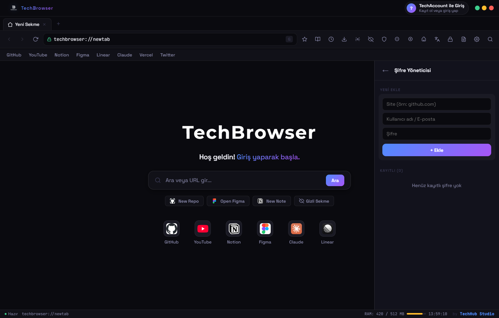 TechBrowser Şifre Yöneticisi
